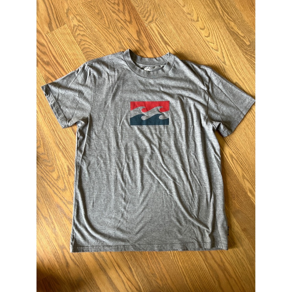 Billabong Mens Premium Tee Heather Gray Wave Logo Graphic T-Shirt Medium